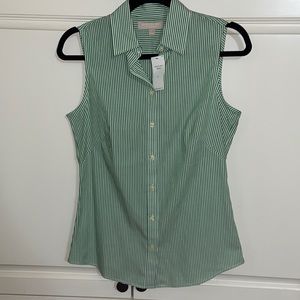 Banana Republic green striped button down collared shirt
